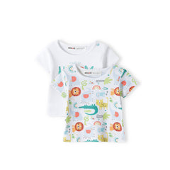 Kids' t-shirts 2-pack in white and multicolour