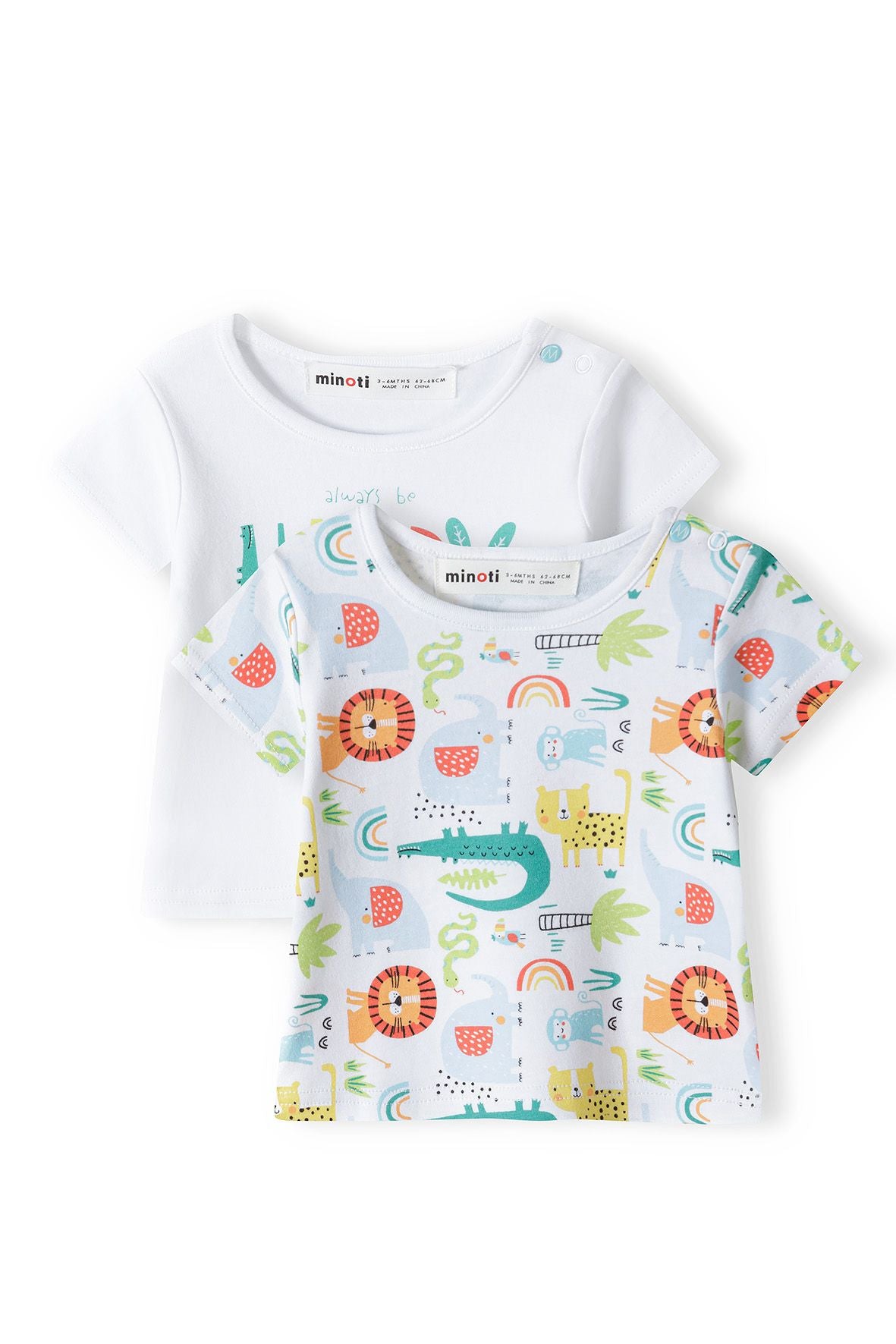 T-Shirts 2-Pack, Animal Print, White - 1