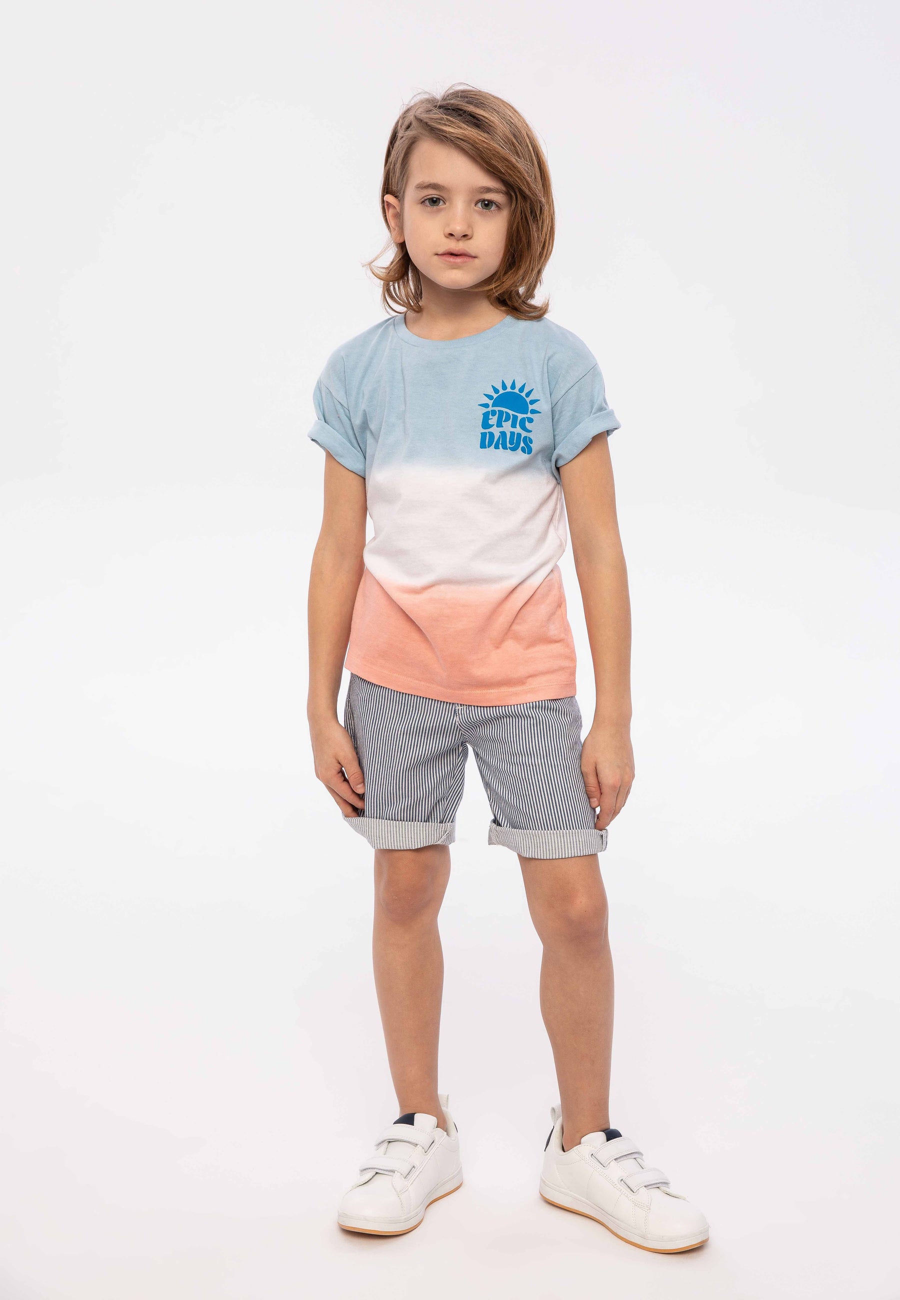 Short Sleeve T-Shirt, Dip Dye Blue Coral, Epic Days - 1
