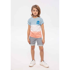 Boys' graphic t-shirt in pale blue, white and peach