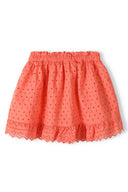 Girls broderie anglaise skirt paper bag waist orange 3-14y featuring a tiered frill hem and breathable, lightweight fabric.
