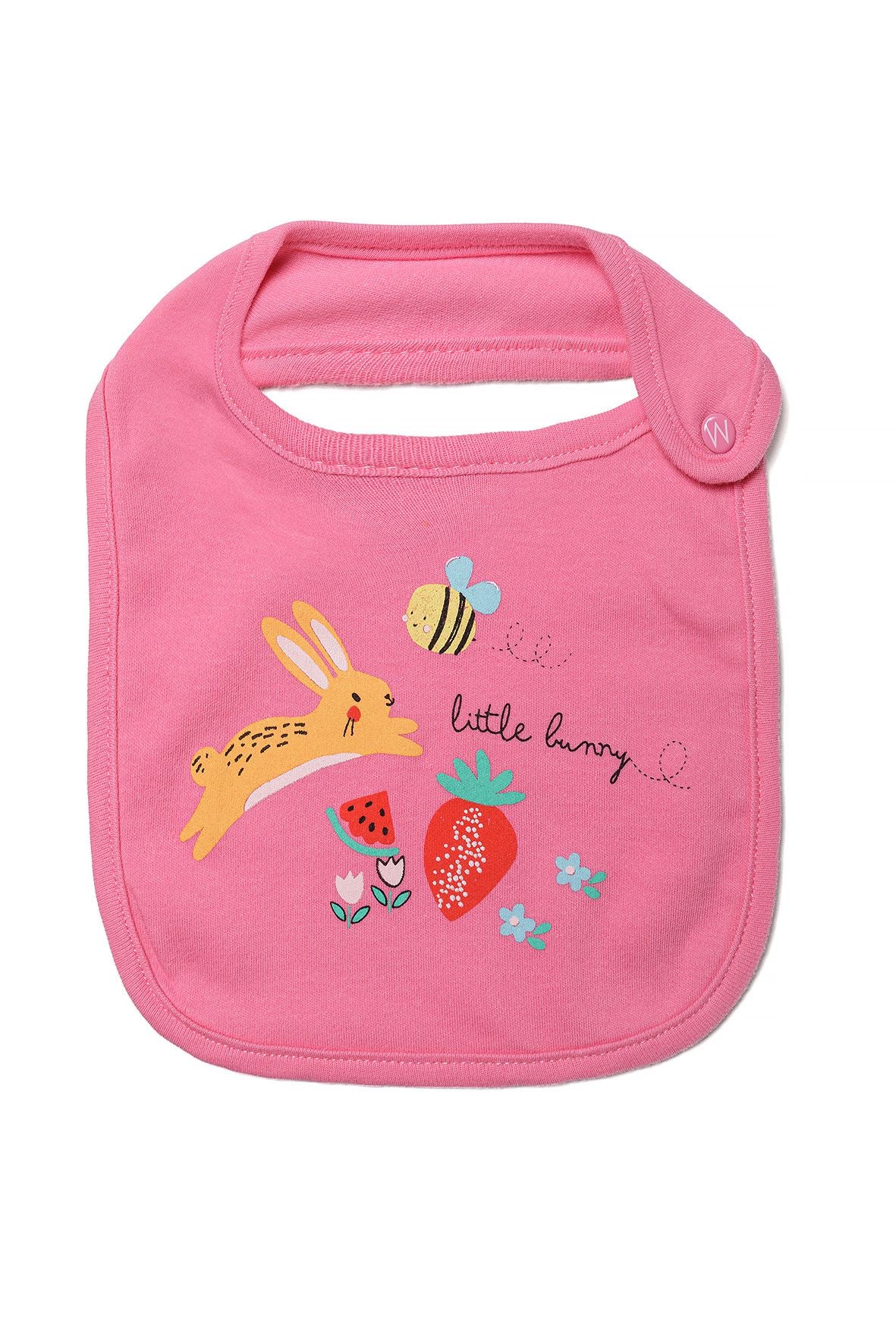 Feeding Bibs 2-Pack, Pink Bunny & Fruit Print - 2