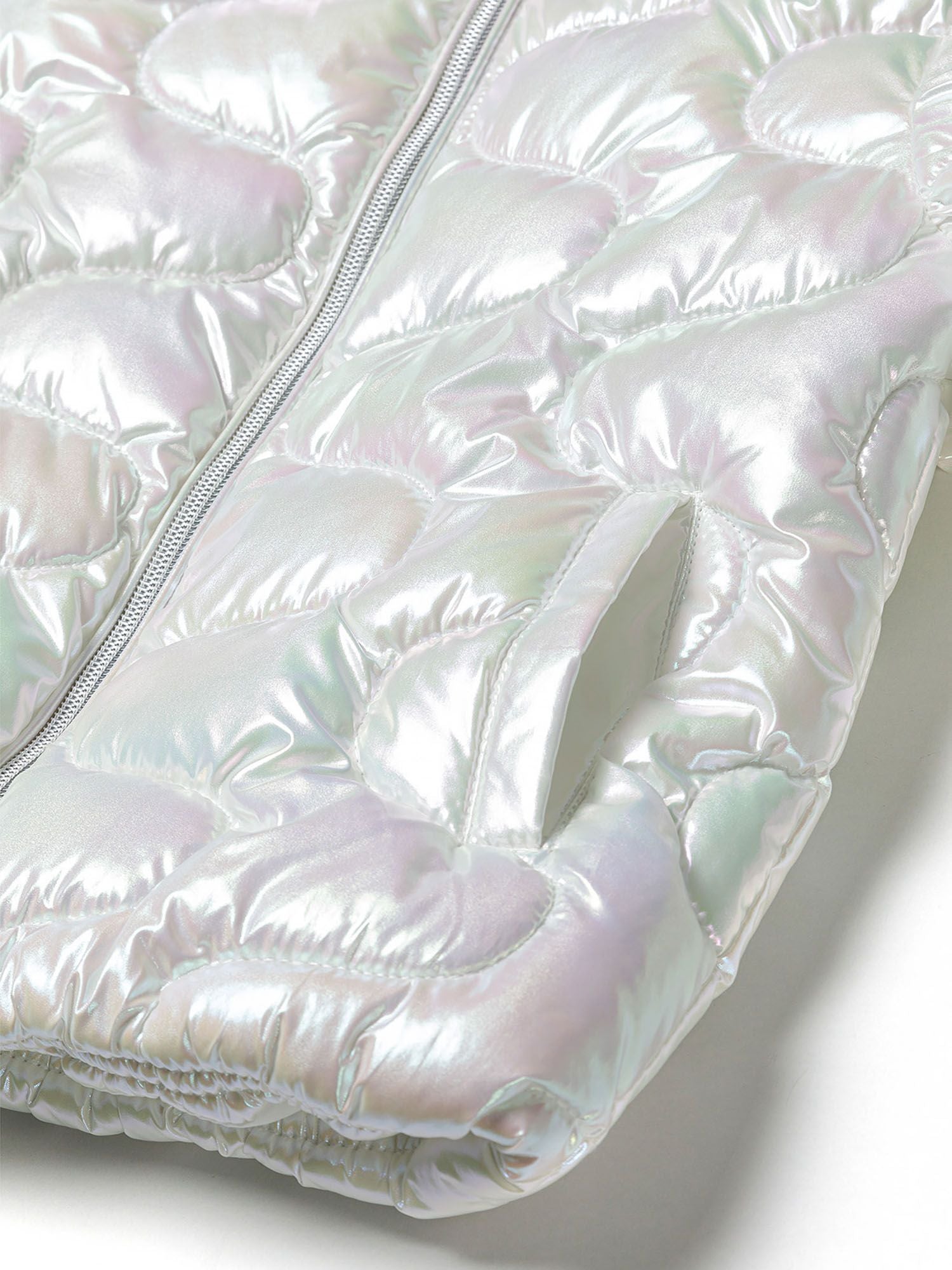 Quilted Puffer Jacket, Iridescent White - 5