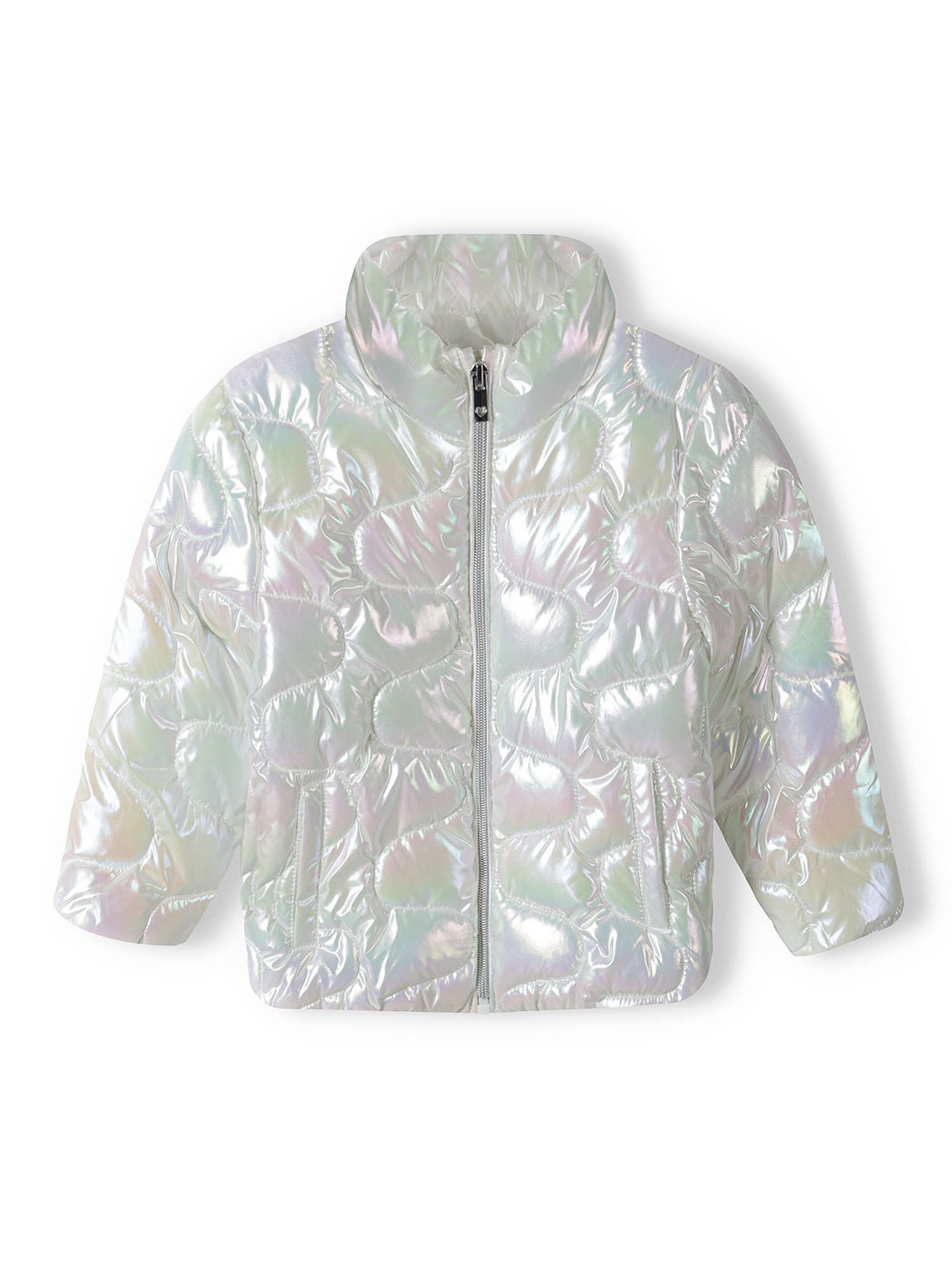 Quilted Puffer Jacket, Iridescent White - 2