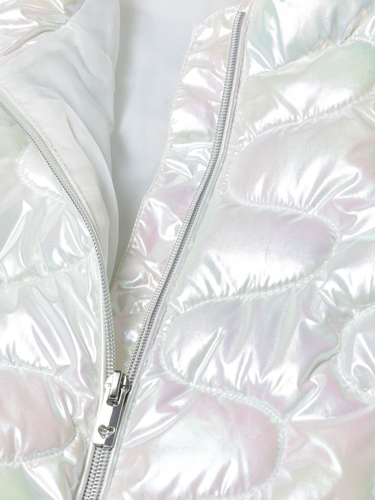 Quilted Puffer Jacket, Iridescent White - 4