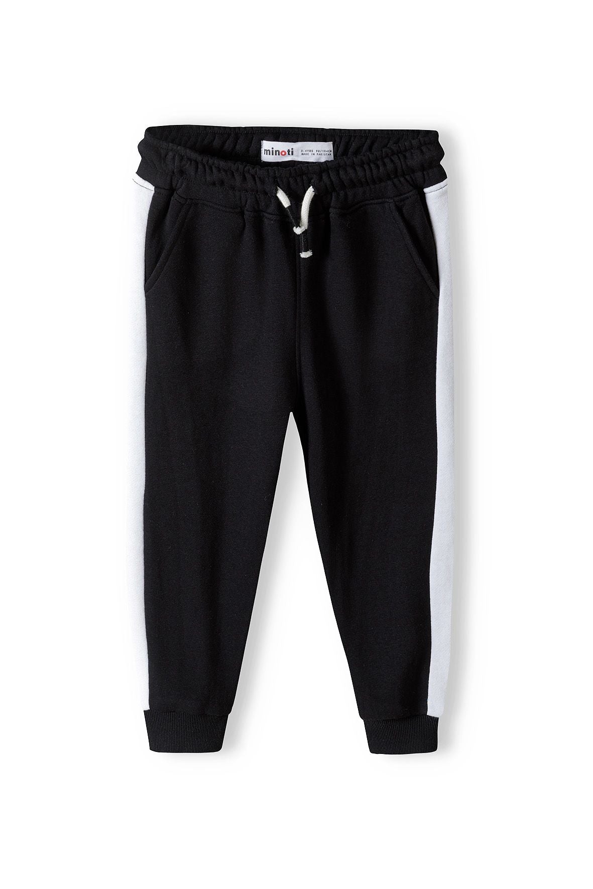 Fleece Joggers, Black, Contrast Stripe - 1