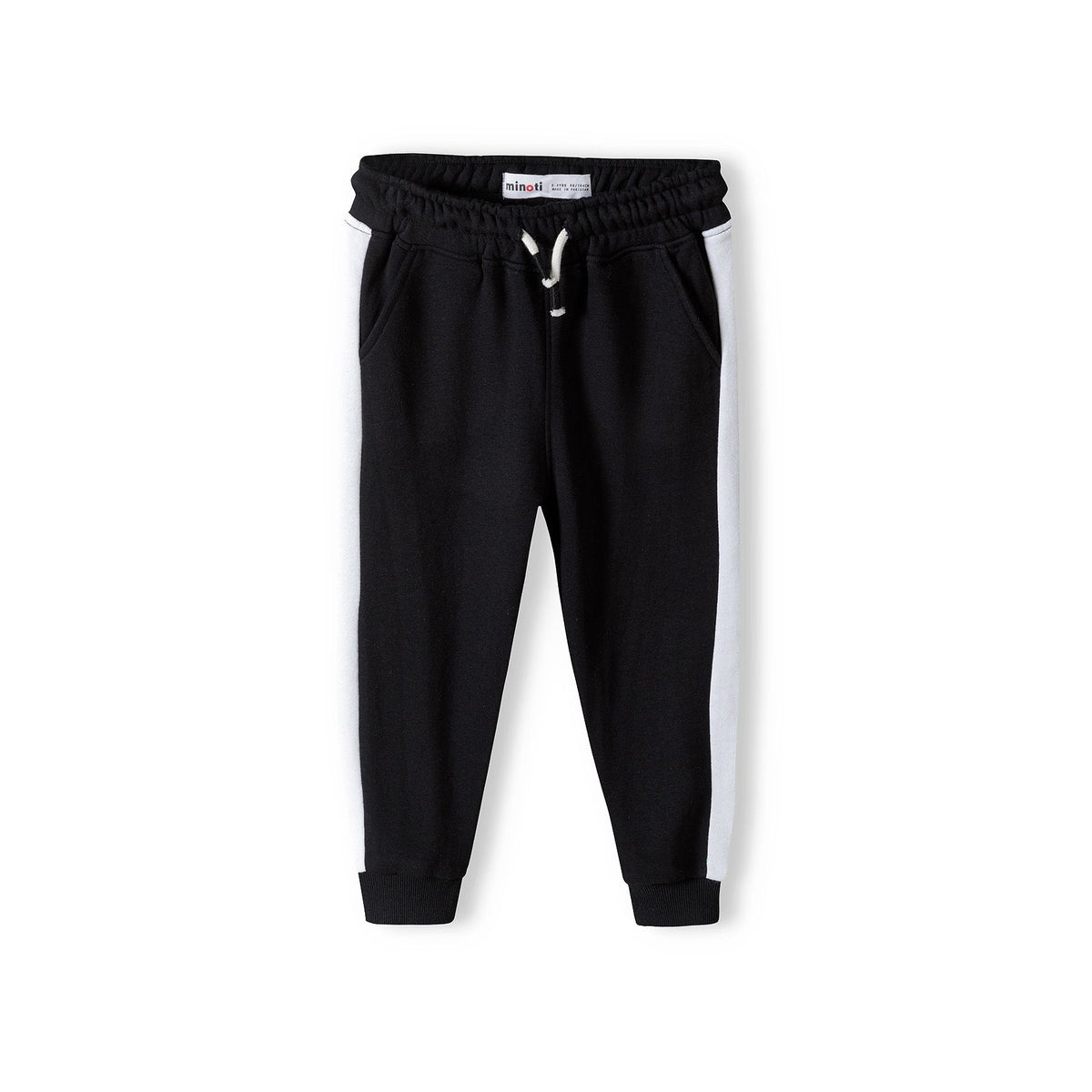Girls' side stripe joggers in black and white — complete product view for square Shop card