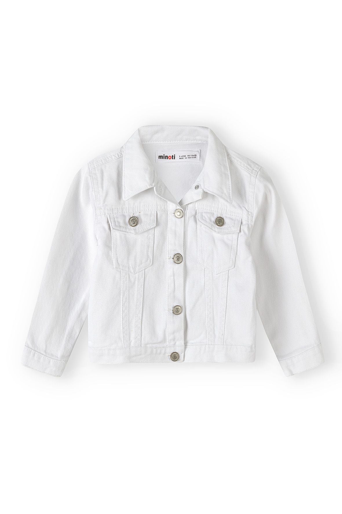 White Acid Wash Denim Jacket, Long Sleeve - 2