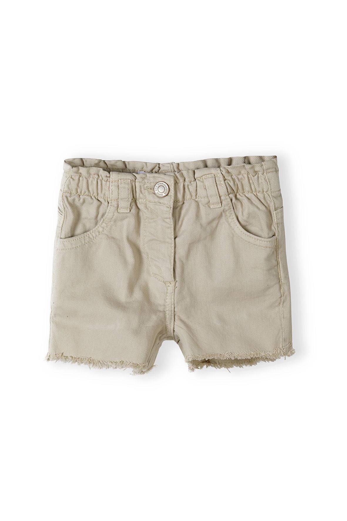 Twill Shorts Elasticated Waist, Frayed Hem, Grey - 2