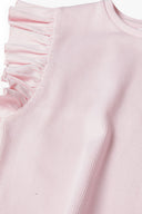 T-shirt z falbanką w prążek