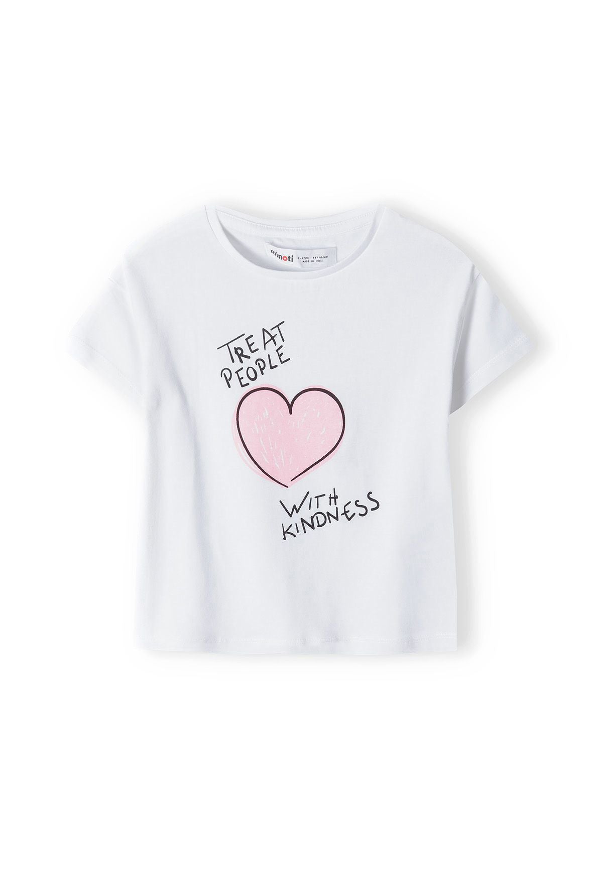 Short Sleeve T-Shirt Kindness Heart White Pink - 1