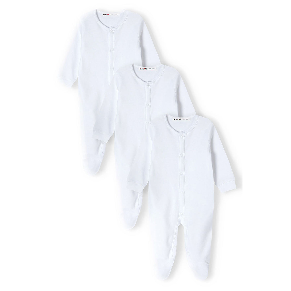 Baby sleepsuits 3-pack in white — complete product view for square Shop card