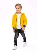 Boys windbreaker jacket with hood yellow 1-14y, lightweight fabric, elasticated hem and cuffed sleeves, designed for active boys.