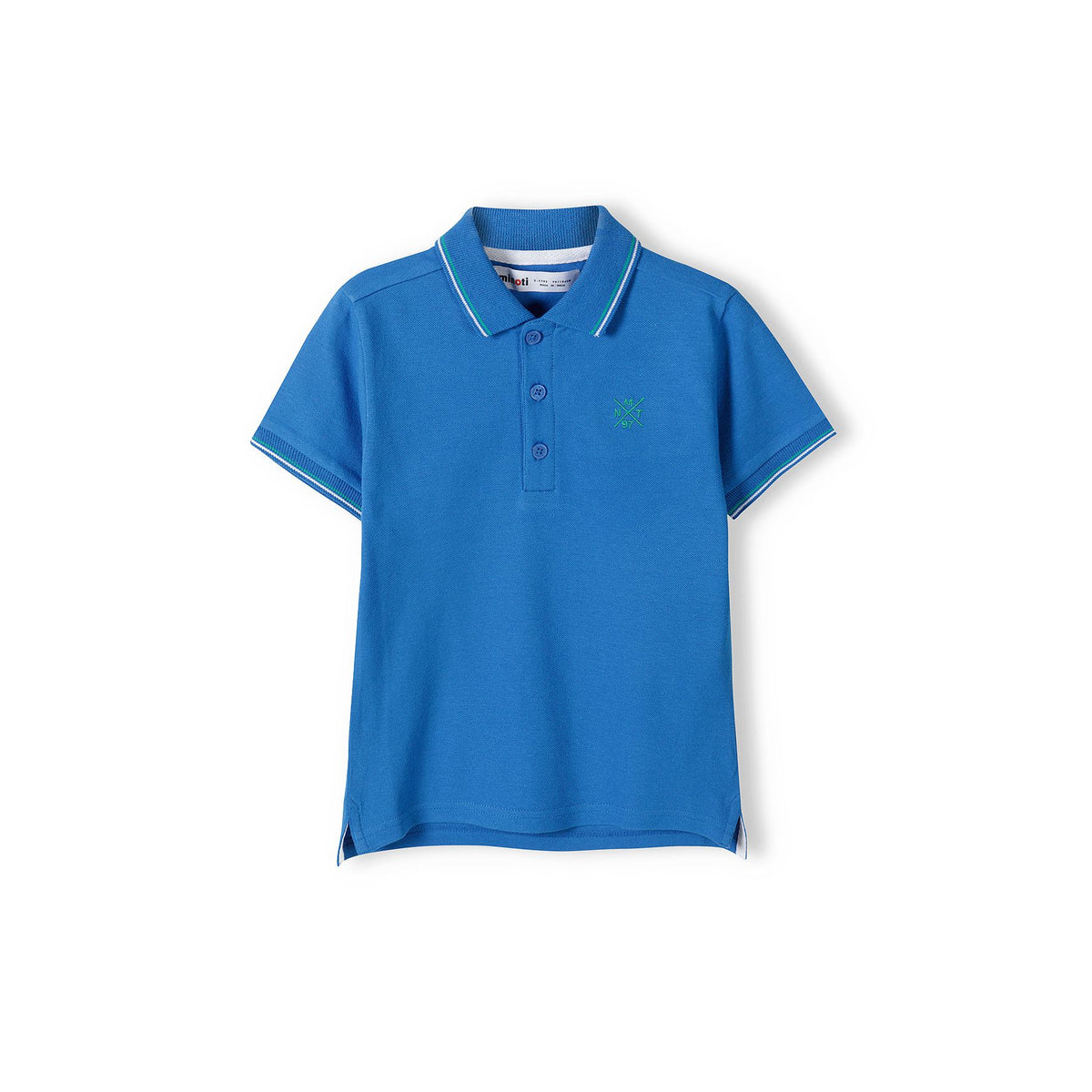Boys' polo shirt in blue — complete product view for square Shop card