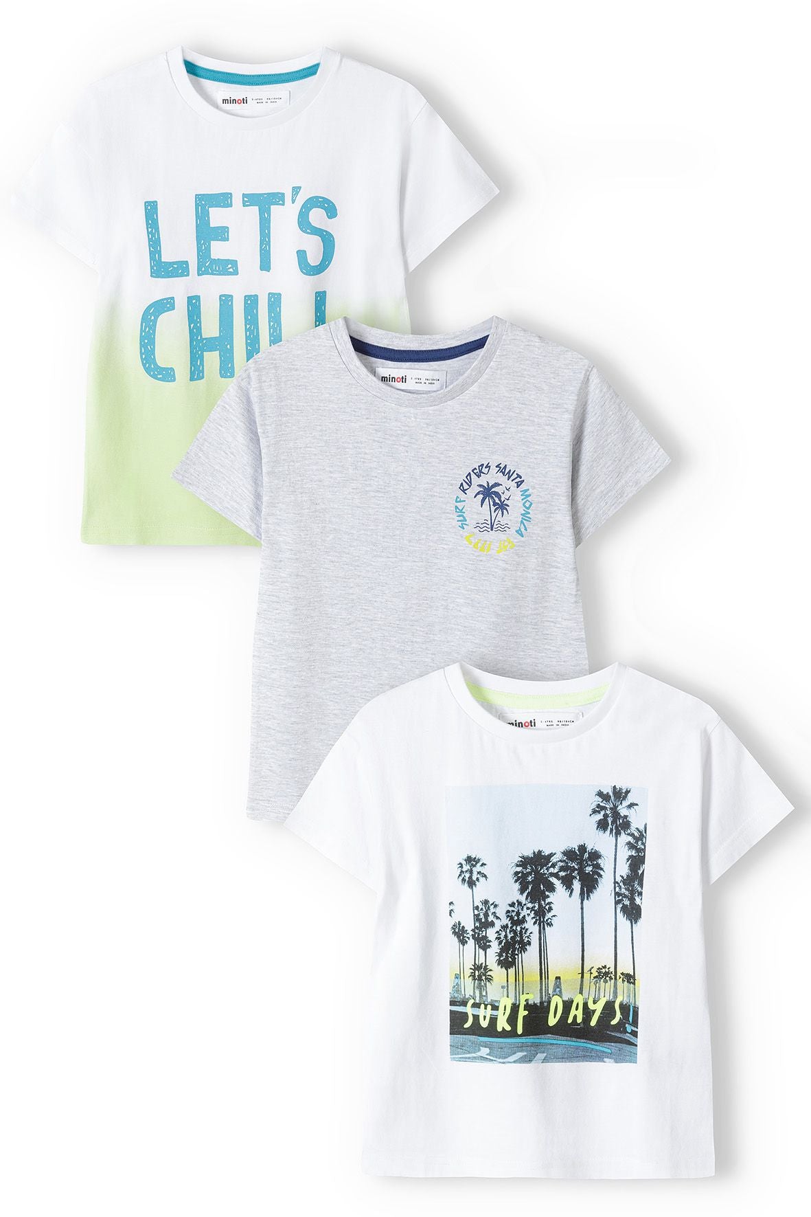 T-Shirts 3-Pack, Tropical Print, White Grey - 1