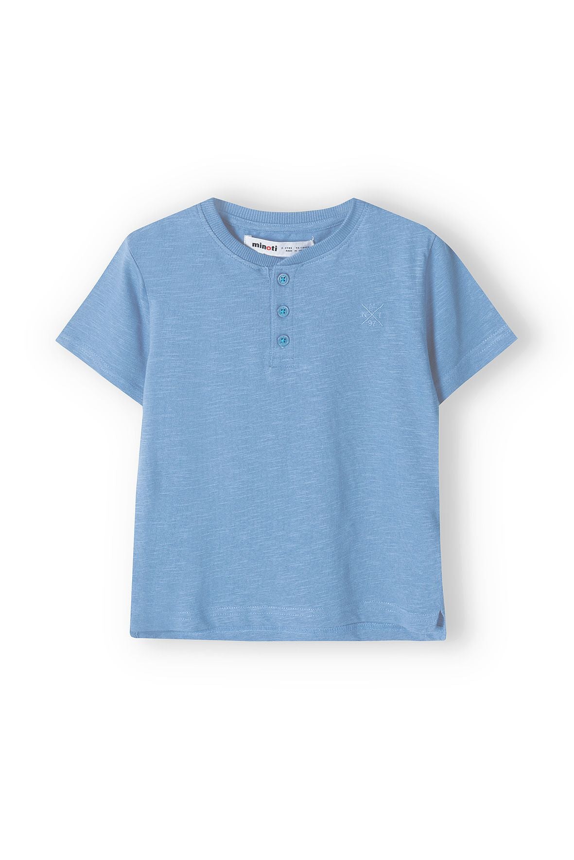 Henley T-Shirt, Blue, Button Neck - 1