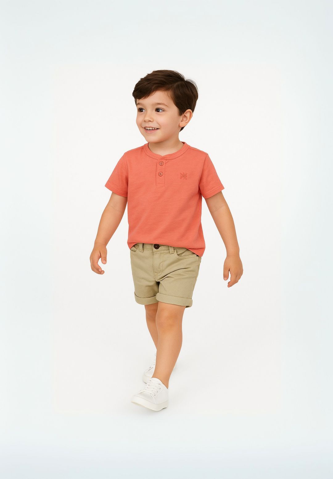 Henley T-Shirt Coral Button Neck - 1