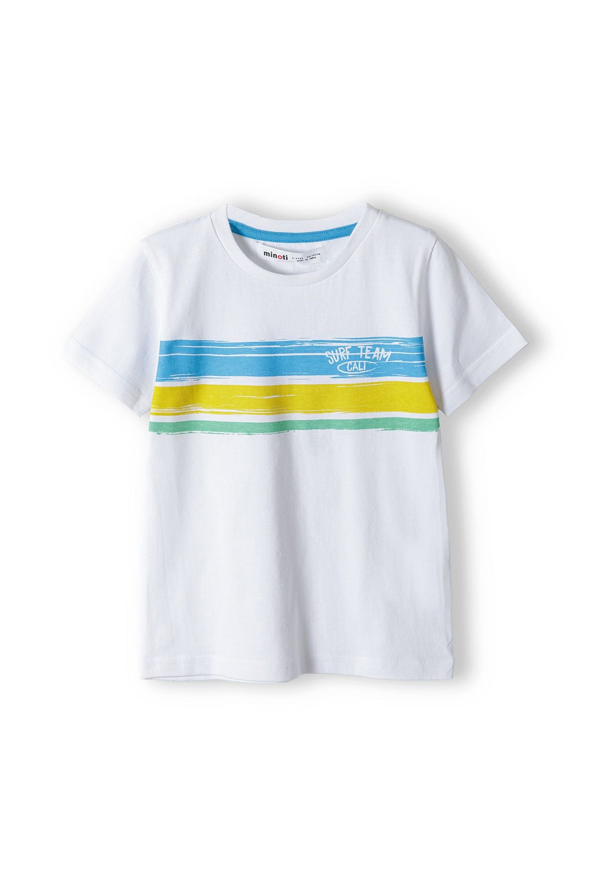 Short Sleeve T-Shirt, Surf Team Cali Stripes, White - 1