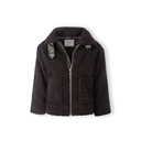 Black shearling borg transitional bomber jacket for girls teddy style
