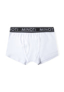 White Minoti bokserki chłopięce z elastycznym pasem in black waistband