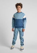 Boys blue crew neck and joggers set colourblock