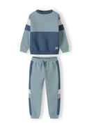 Boys blue crew neck and joggers set colourblock