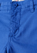 Bright blue boys chino shorts with classic fit and turn-up hems