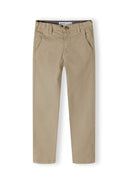 Boys chino trousers adjustable waistband grey 3-14y. Straight fit beige chinos made from soft cotton for comfort and style.