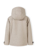 Boys coat in beige wool with button fastening and hood
