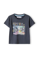 Boys contrast neck grey t-shirt with Ocean Drive South Beach graphic