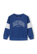 Boys crew neck sweatshirt and joggers set with print cobalt blue 3-14y. Cobalt blue sweatshirt with contrasting white sleeves and San Diego print. 