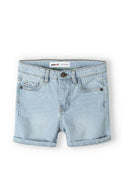 Boys denim shorts in light wash with rolled cuffs and Minoti label