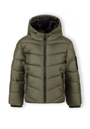 Boys khaki jacket with hood and reflective print