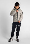 Boys grey jacket with hood and reflective print