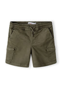 Boys knitted cargo shorts with drawstring khaki 3-14y. Comfortable cotton shorts with elastic waistband. Perfect for warm weather.