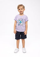 Boys pack short sleeve t-shirt in lavender with surfboard skull graphic