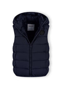 Boys padded gilet dark navy quilted hooded vest with Minoti label