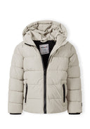 Boys padded jacket in beige quilted design with hood