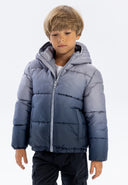 Boys padded jacket in gray gradient quilted hooded design