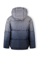 Boys padded jacket in gray gradient with quilted hooded design