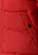 Bright red boys padded jacket with quilted design and hood