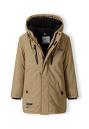 Minotti boys parka jacket beige puffer with tan hooded design