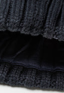 Boys pom pom knitted beanie in dark gray ribbed knit fabric