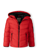 Boys red jacket with hood and reflective print