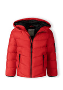 Boys red jacket with hood and reflective print