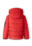 Boys red jacket with hood and reflective print