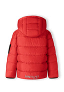 Boys red jacket with hood and reflective print