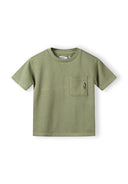 Boys short sleeve olive green t-shirt with embroidered logo pocket
