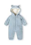 Boys blue Boys sherpa snowsuit with 3d ears on the hood and cotton lining light