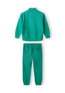 Boys sweatshirt and joggers set half zip green 1-8y with half zip collar, ribbed cuffs, and relaxed fit.